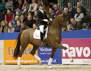 Zhara Obertje during a demonstration at the 2012 KWPN Stallion Licensing in 's Hertogenbosch