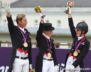 Team Great Britain wins Olympic gold: Carl, Laura and Charlotte wave to the crowds