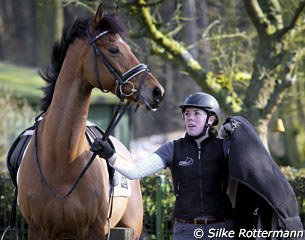Louise Robson and Queen Elizabeth II's OTTB Quadrille xx :: Photo © Silke Rottermann