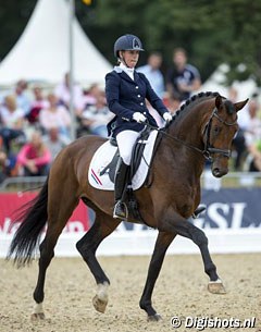Mirelle van Kemenade-Witlox on the KWPN licensed stallion Cachet L at the 2012 World Young Horse Championships :: Photo © Digishots.nl