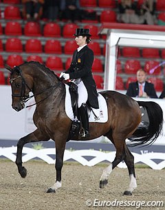 Spanish Under 25 rider Alexandra Barbaçon Mestre on Don Lorean in the Intermediaire II held during the 2013 European Championships :: Photo © Astrid Appels