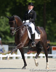 Juliette Piotrowski and Sir Diamond at the 2013 European Young Riders Championships in Compiegne, France :: Photo © Astrid Appels