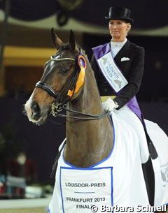 Brigitte Wittig and Balmoral win the 2013 Louisdor Cup Final in Frankfurt :: Photo © Barbara Schnell