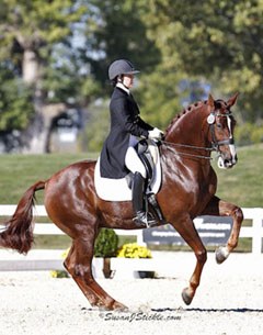 Kirsten Becker and the 15-year old KWPN gelding Ramses at the 2013 U.S. Dressage Championships :: Photo © Sue Stickle