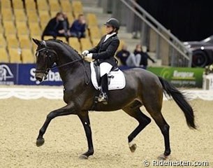 Bettina Laisbo and South West Rocazino at the 2013 Danish Young Horse Championships :: Photo © Ridehesten