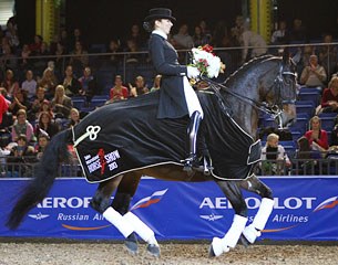 Dina Ellermann and Landy's Akvarel in their lap of honour at the 2013 CDI Tallinn :: Photo © Külli Tedre