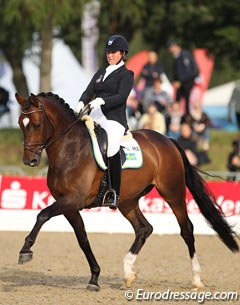 Mia Runesson on her best horse here in Verden , Faustino (by Figaro R x Bernstein)