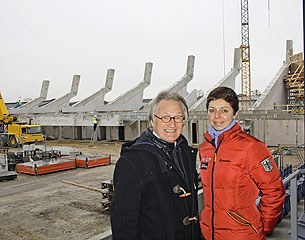 Frank Kemperman and Monica Theodorescu at the Deutsche Bank Stadium in Aachen, which is under construction