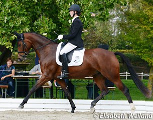 Jasmin Isenschmid and Orla vom Loo win the 4-year old division at the 2014 Swiss Warmblood Young Horse Championships in Avenches :: Photo © Elisabeth Weiland