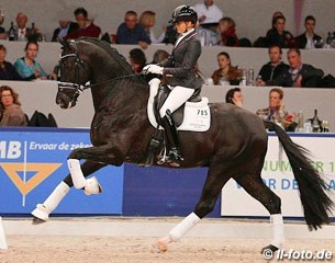 Emmelie Scholtens and Desperado at the 2014 KWPN Stallion Competition Finals in Den Bosch :: Photo © LL-foto