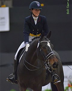 Pam Heglund on Letizia at the 2014 U.S. Dressage Finals :: Photo © Bob Tarr