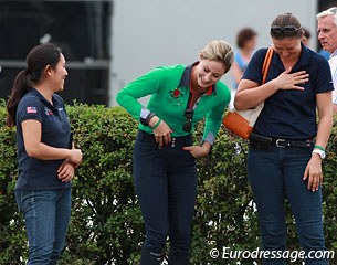 Adrienne's groom Taylor Yamamoto, Caroline Roffman and Adrienne Lyle still laughing...