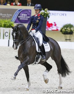 Great Britain’s Charlotte Dujardin and the brilliant gelding Valegro set yet another new world record when scoring 87.129 to win today’s Grand Prix at the 2014 World Cup Final in Lyon, France :: Photo © Dirk Caremans