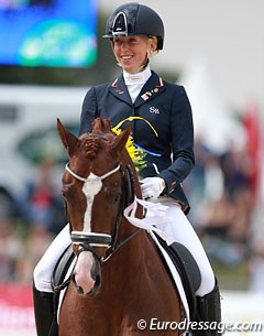 Kirsten Brouwer and Titan Wilaras' KWPN bred Eye Catcher at the 2014 World Young Horse Championships in Verden :: Photo © Astrid Appels