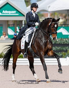 Shannon Dueck and Cantaris ace the Inter I Kur at the 2014 CDI-W Wellington :: Photo © Sue Stickle