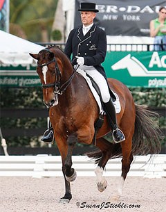 Lars Petersen and Mariett win the 4* Grand Prix at the 2014 CDI Wellington :: Photo © Sue Stickle
