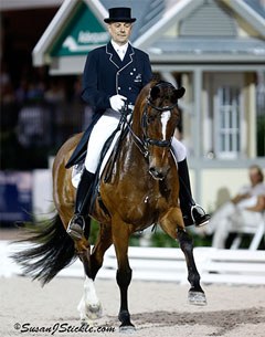 Lars Petersen and Mariett win the Grand Prix Kur 4* at the 2014 CDI Wellington :: Photo © Sue Stickle