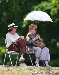Spectators watching dressage at Compiegne in the hot summer weather