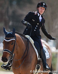 Valentina Truppa pats her rising Grand Prix horse Ranieri at the end of their ride at the 2015 CDI Vidauban in March :: Photo © Astrid Appels