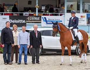 Cesar Parra and Don Cesar in the winner's circle at 2016 Dressage at Devon :: Photo © Hoof Print Images