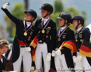 The domination of the cell phone in every day life breaks protocol at the Championships, where riders interrupt the flow of the ceremony to take time for themselves with a selfie on stage instead of posing properly for the photographers..... 