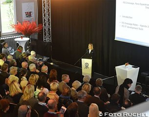 FEI Dressage Director Bettina de Rham speaking at the 2016 Global Dressage Forum :: Photo © Ruchel