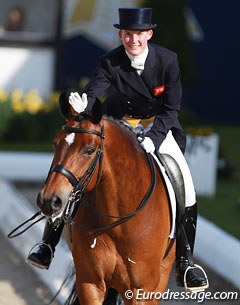 Lara Griffith on Rubin al Asad. This bay gelding was one of many Rubin Royal offspring competing at Grand Prix level in Hagen this year. 