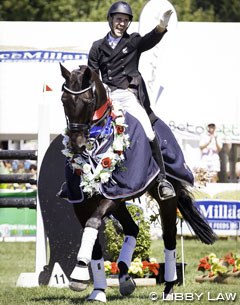 John Tompson and Antonello win the Horse of the Year Show at the 2016 CDI Hastings :: Photo © Libby Law