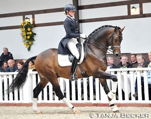 Femke Beljon and Uphill at the 2016 Spring Breeders' Meeting at the Dressage Performance Centre in Lodbergen, Germany :: Photo © Tanja Becker