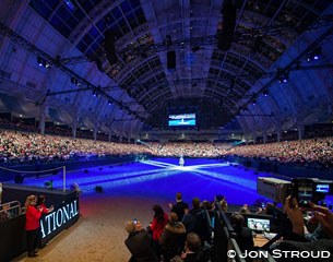 Charlotte Dujardin and Valegro leave the arena at the end of the farewell ceremony held at the 2016 CDI-W London :: Photo © Jon Stroud