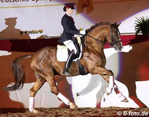 Anna Weilert and Quaterback at the gala evening of the 2016 South German Stallion Licensing :: Photo © LL-foto