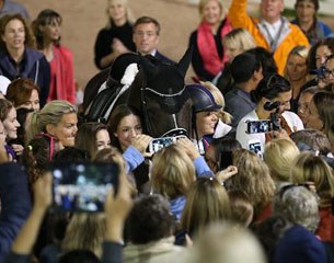 Charlotte Dujardin and Valegro at the U.S. retirement ceremony in New York :: Photo © Sportfot