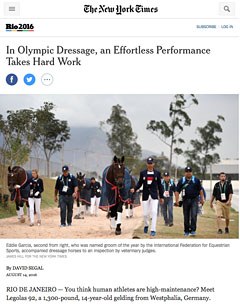 The article on dressage in the International New York Times on 14 August 2016