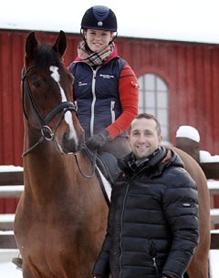 Lina Dolk on Biggles with the horse's former rider Kristian von Krusenstierna