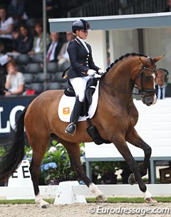 Jeanine Nieuwenhuis and Great Lady TC at the 2016 World Young Horse Championships :: Photo © Astrid Appels
