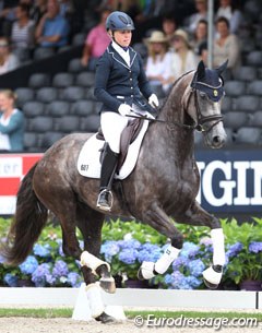 Swedish based Finnish rider Yvonne Osterholm on Fiera Girl at the 2016 World Young Horse Championships :: Photo © Astrid Appels