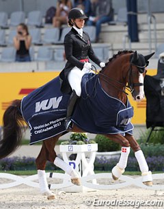 Anna Kasprzak and Quarton win the Prix St Georges at the 2017 CDIO Aachen :: Photo © Astrid Appels