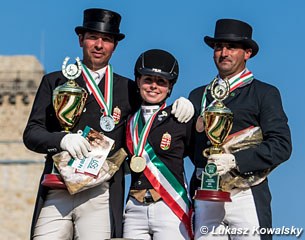 The 2017 Hungarian Grand Prix Championship podium: Robert Acs, Nikolett Szalai, Gabor Nemeth :: Photo © Lukasz Kowalski