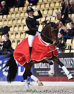 Betina Jaeger and Zancor win the 2017 Danish Warmblood Young Horse Championship for 5-year olds in Herning :: Photo © Ridehesten