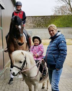 Laura Tomlinson-Bechtolsheimer with her daughter Annalisa and stable jockey Lara Griffith on Rubin al Asad 10 days ago