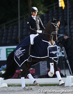 Simone Pearce and Feodoro win the 6-year old preliminary test at the 2017 World Young Horse Championships :: Photo © Astrid Appels
