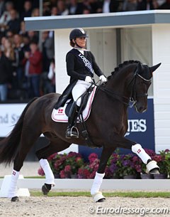 Anne Troensegaard and Kipling win bronze at the 2017 World Young Horse Championships :: Photo © Astrid Appels