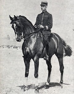 Colonel Xavier Lesage on the thoroughbred Taine