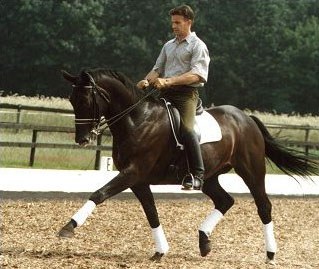 Ludo Verbraeken and Juturn training at home at Dressage stable De Steppe in Mol, June 1998 :: Photo © Mary Phelps