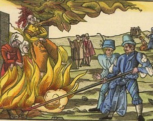 Wood print of the Witch burning in Derenburg (GER) in 1555