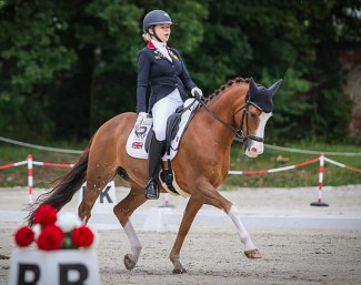 Isobel Lickley says goodbye to her time on ponies and her 2019 European Pony Championship ride Mister Snowman, who has been sold to a new British rider :: Photo © Faraa