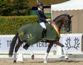 Mareike Peckholz and Sublime at the 2020 Trakehner Young Horse Championship in Munster-Handorf :: Photo © Jutta Bauernschmitt