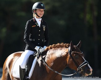 Antonia Roth and Daily Pleasure WE post the day high score at the 2020 European Pony Championships :: Photo © Astrid Appels
