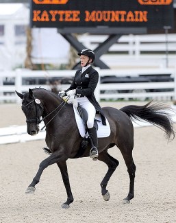 Sue Gallagher and Kaytee Mountain xx competing at Dressage at Devon