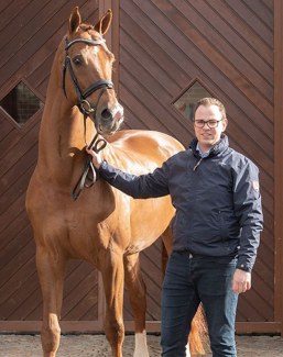 Vivaldi with Blue Hors breeding director Martin Klavsen in 2020 :: Photo © Ridehesten